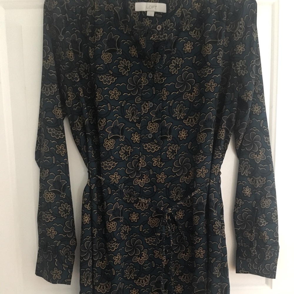 Loft teal and gold dress